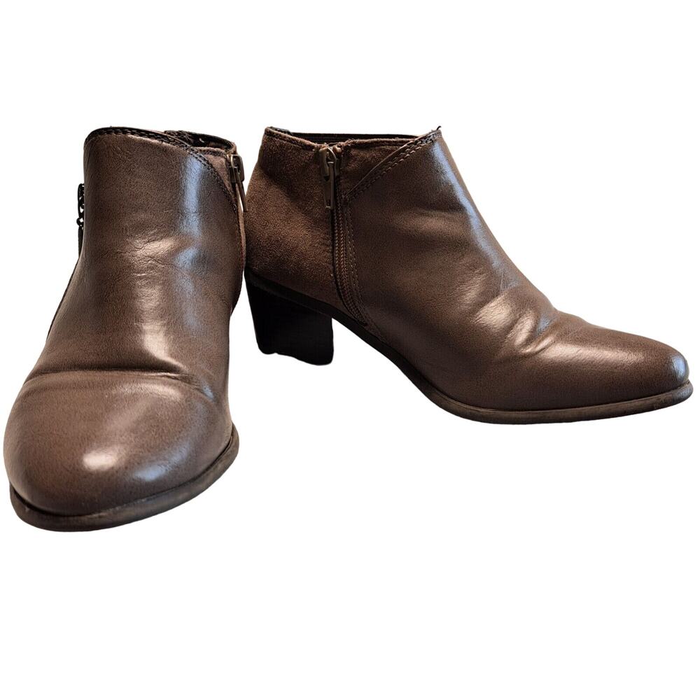LONDON FOG HAVERFIELD GRAY ANKLE BOOTS BOOTIES WOMENS SIZE 6.5M SIDE ZIP NEUTRAL